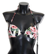 Dolce & Gabbana Multicolor Striped Rose Print Swimwear Bikini Tops -   -  Dolce & Gabbana.